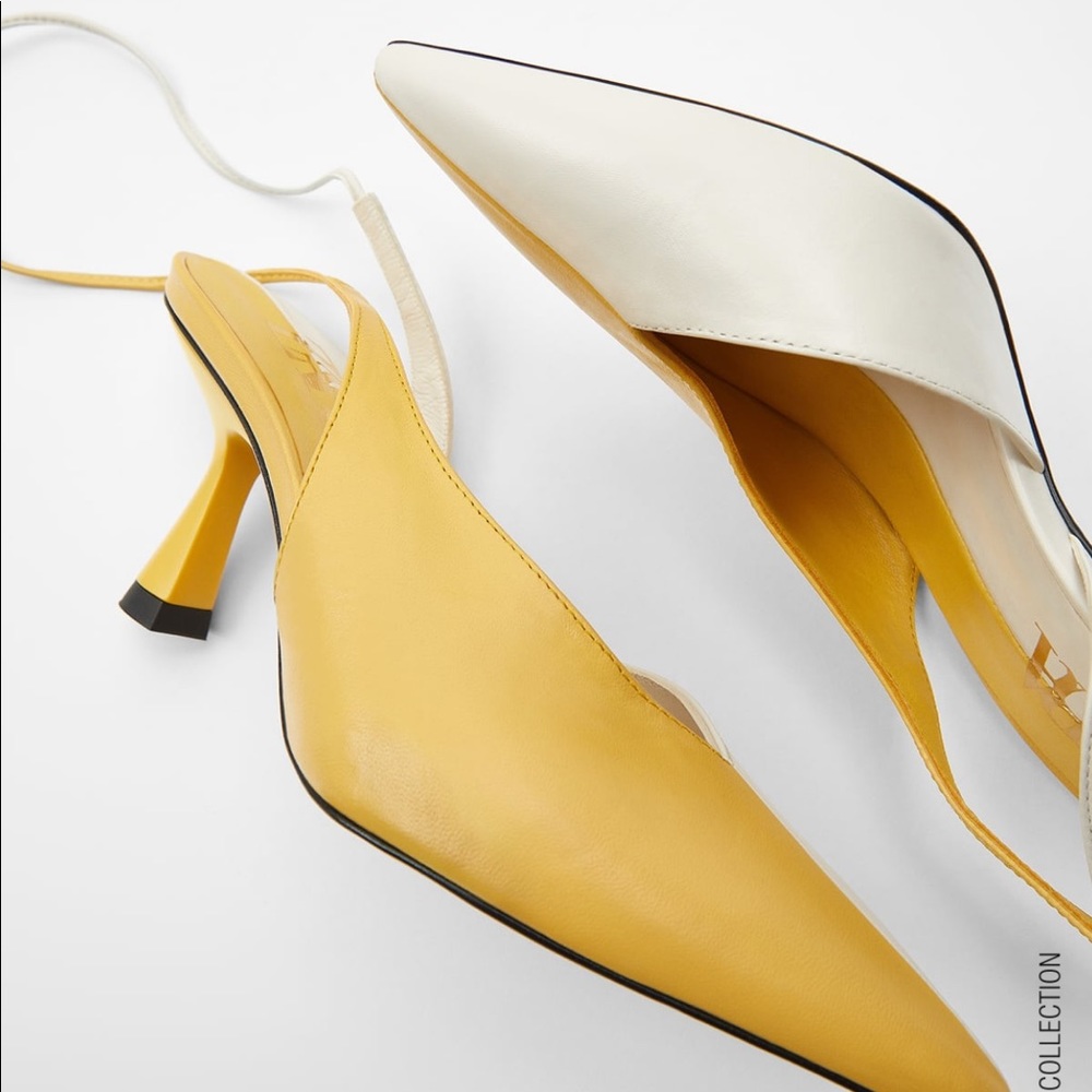 zara heeled leather mules with tie